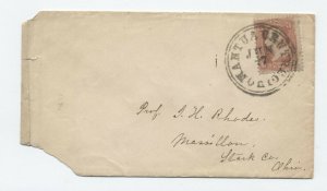 1860s Mantua Centre Ohio fancy double circle CDS #65 cover [y5428]