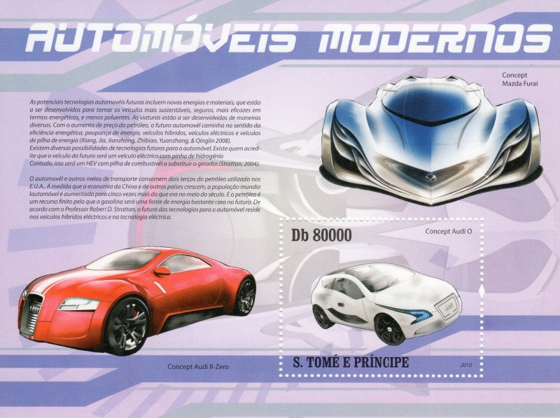 Sao Tome and Principe 2010 MODERN CARS Souvenir Sheet (1) MNH