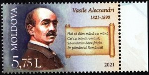 MOLDOVA 2021-09 Famous People: Alecsandri - 200, Poet Politician Diplomat, MNH