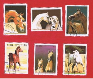 Cuba #3657-3662  VF used  Horses  Free S/H