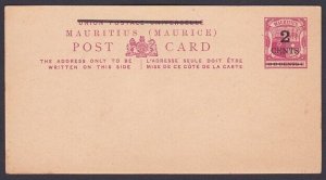 MAURITIUS 1900 2c on 8c postcard fine unused.........................Q800