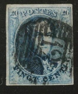 Belgium Scott 11 Used King Leopold I  no wmk 1861