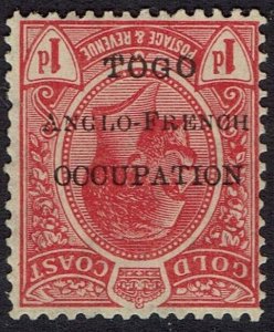 TOGO BRITISH OCCUPATION 1915 KGV 1D ERROR OVERPRINT INVERTED