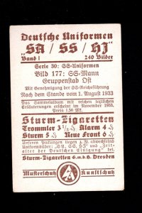 Germany Third Reich Specialty Sturm Cigarette Card SS Man Ost 177 1933 H6