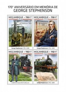 Mozambique - 2018 George Stephenson - 4 Stamp Sheet - MOZ18523a