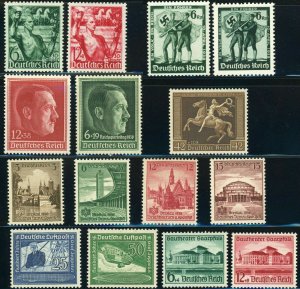 Germany #660-674 Deutsches Reich Postage Stamps Collection WWII 1938 Mint NH OG
