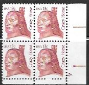 US #1855 MNH Plate Block. Crazy Horse