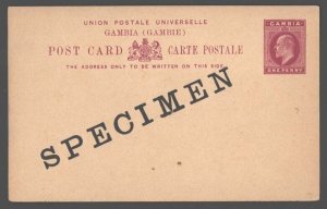 Gambia 1902 1d carmine on buff Postal card H&G7 ovpt 'specimen' unused