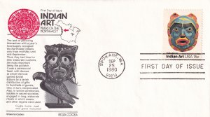 1980, Indian Mask-Bella Coola, Aristocrat Cachets, FDC (E11648)