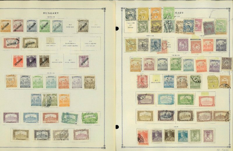 Hungary 1874-1986 M, U & CTO Hinged ona Messy Mix of Remaindered Pages.