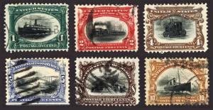 #294-299 1c-10c 1901 Pan American Nice Used Set of 6