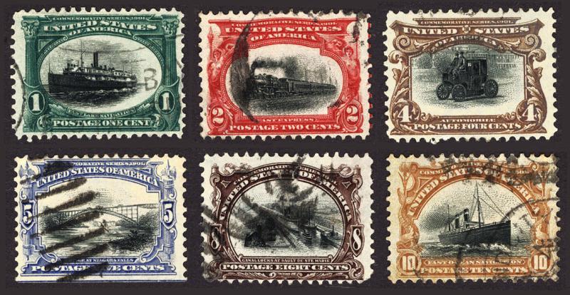 #294-299 1c-10c 1901 Pan American Nice Used Set of 6