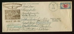 1938 NATL AIR MAIL WEEK COVER SIGNED BY 15 DIGNITARIES FROM DE WITT IOWA **WOW**