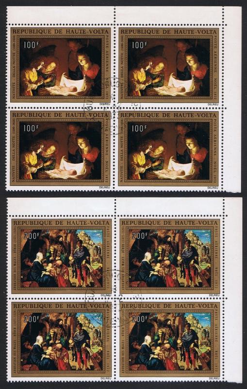 Upper Volta Christmas Religious Paintings 2v Corner Blocks of 4 SG#397-398