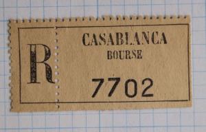 Casablanca Bourse Morocco Registered R#7702 mail label letter etiquette tab perf