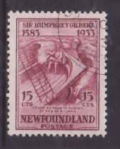 Newfoundland-Sc#222- id17-used 15c claret ship Squirrel-1933-