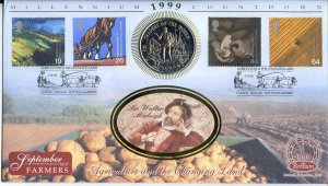 1999 Benham Millenium Countdown Coin Cover with Gibraltar 1 Crown Coin 