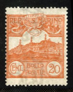 San Marino #50 Cat$150, 1903 20c brown orange, lightly hinged