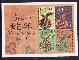 Samoa-Sc#1139-Unused NH sheet-Chinese Hew Year of the Snake-2013-