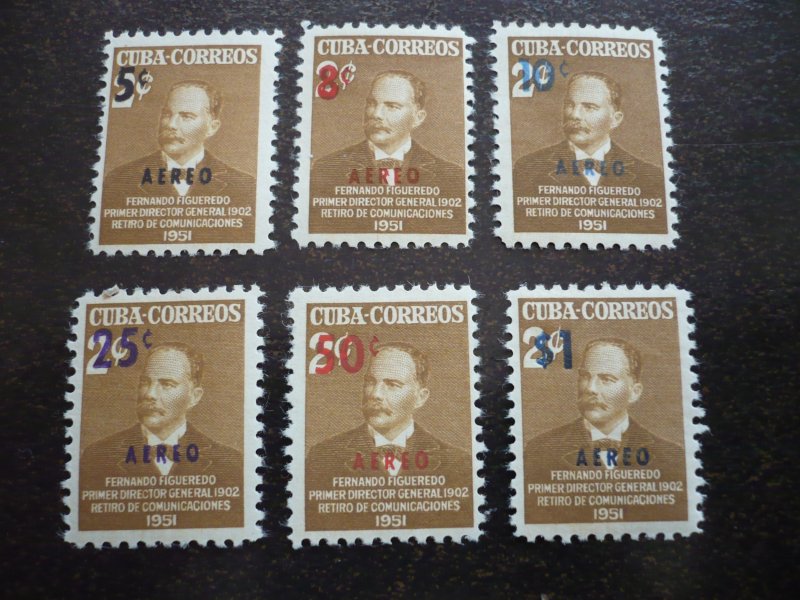 Stamps-Cuba-Scott# C51-C56 - Mint Hinged Set of 6 Stamps-Overprinted &Surcharged