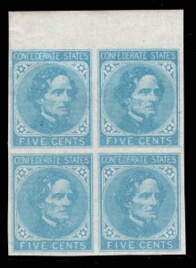 MOMEN: US STAMPS CSA #6 IMPERF BLOCK MINT OG NH VF+ LOT #89282*