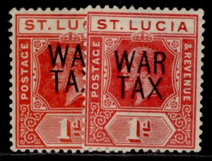 ST. LUCIA GV SG89 + 89b, 1d SHADE VARIETIES, M MINT. Cat £80.