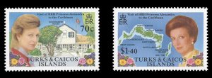 Turks & Caicos Islands #766-767 Cat$12.50, 1988 Princess Alexandra, set of tw...