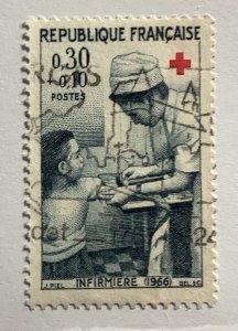 France 1966 Scott B403 used - 30 + 10c,  Red Cross, Child & Nurse