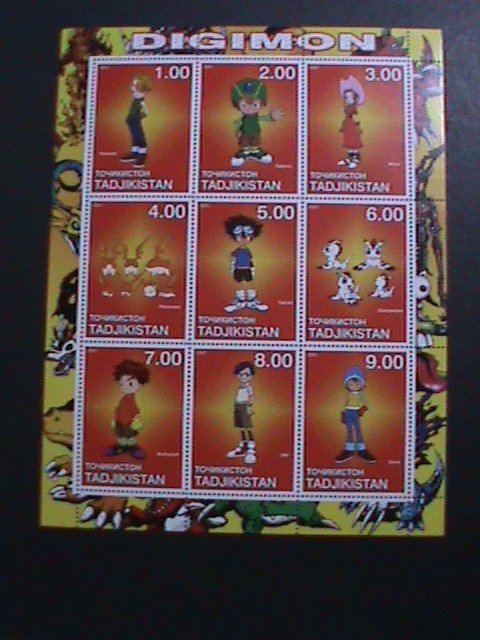 TAJIKISTAN-2001 COLORFUL LOVELY DIGIMON JAPAN CARTOON MNH SHEET VF EST. $18