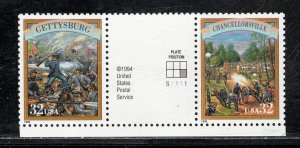 UNITED STATES SC# 2975 VERT GUTTER PL# PAIR VF/NH