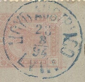 AUSTRIA 1894  5kr used Lettercard, LLOYD AUSTRIACO LVIII Sultan Blue cancel