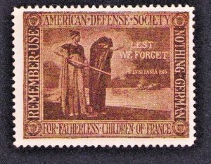 WWI American Defense Society Buy Nothing German MNH Scarce