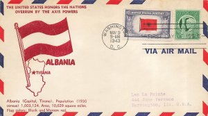 918 5c ALBANIA - Crosby flag cachet - Air Mail variety