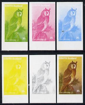 Staffa 1977 Birds of Prey #01 Long-Eared Owl 20p set of 6...