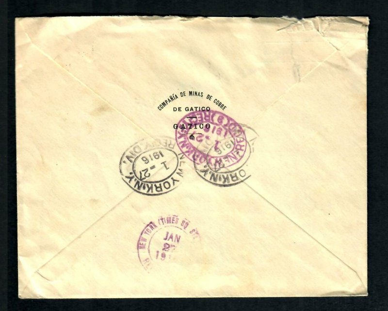 Lot2ln Chile Cover Registered1917 To Engineering & Mining Journal N.Y. U.S.A.