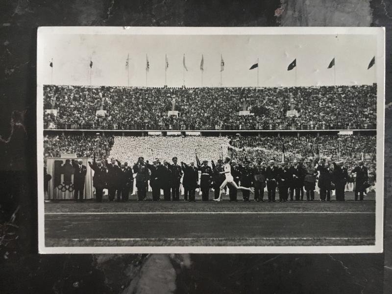 1937 Berlin Germany Olympics RPPC Postcard Cover Track and Field Running Event