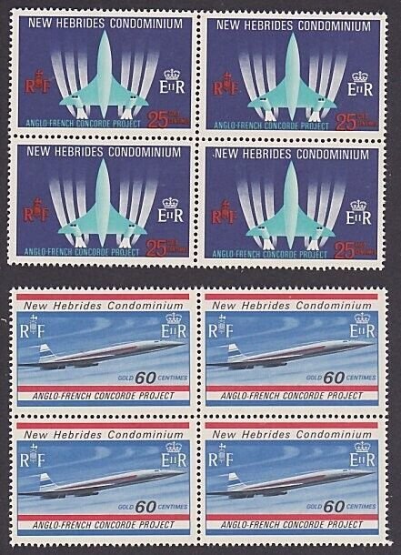 NEW HEBRIDES 1968 Concorde set blocks of 4 MNH............................A4700a