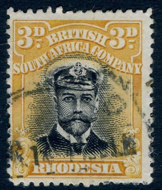 RHODESIA-1913-19 3d Black & Yellow  Sg 210 GOOD USED V18459