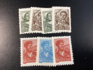 Russia #2286-93 Mint 1958-93 set of 7 Soviet Workers different colors