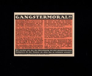 Germany WWII Parole der Woche Gangster Morals Label About 2.75 x 4 7f