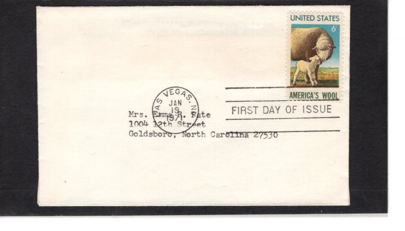 US  FDC 1423, America's Wool, sheep on stamp, Las Vegas, NV cancel  ... ...