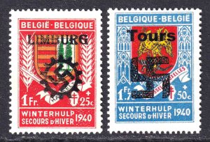 BELGIUM 2 OVERPRINTS OG NH U/M F/VF TO VF BEAUTIFUL GUM #10 LIMBURG TOURS