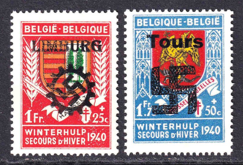 BELGIUM 2 OVERPRINTS OG NH U/M F/VF TO VF BEAUTIFUL GUM #10 LIMBURG TOURS