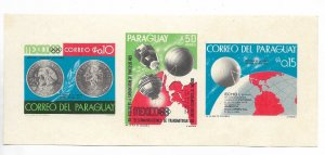 PARAGUAY 1968 EVENTS SPACE MAPS COINS OLYMPICS IN MEXICO 1134 SS BL 115 IMPERF.