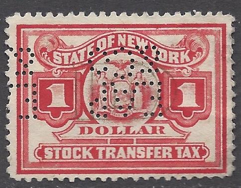 New York State Stock Transfer Tax Stamp $1.00 Used