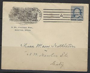 US 1894 ILLUSTRATED COVER BOSTON MASS STRAIGHT LINE CANCEL LOCAL DELIVERY