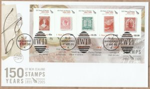 New Zealand 2005 150 Years of New Zealand Stamps FDC