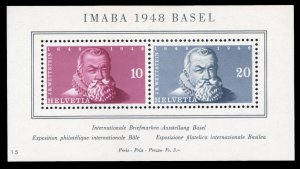 Switzerland #B178 Cat$40, 1948 International Philatelic Expo souvenir sheet, ...