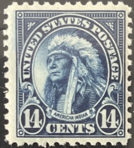 Scott #565 1923 14¢ American Indian flat plate perf. 11 MNH OG