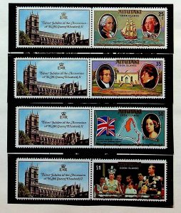 Aitutaki Sc 148-51+151a MNH of 1977 - Silver Jubilee Queen Elizabeth II - AH08